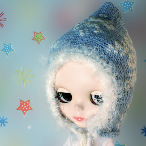 In a flurry knitted hat for Blythe